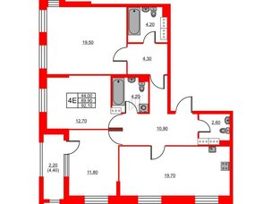 Квартира в ЖК Тайм Сквер, 3 комнатная, 92.1 м², 12 этаж