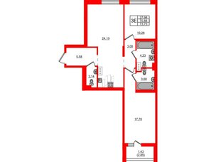 Квартира в ЖК «Черная Речка», 2 комнатная, 73.73 м², 2 этаж