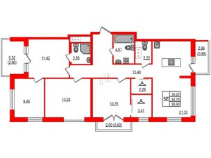 Квартира в ЖК ID Мурино 3, 4 комнатная, 96.9 м², 12 этаж