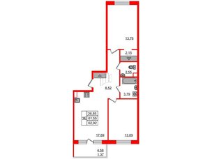 Квартира в ЖК Энфилд, 2 комнатная, 62.92 м², 2 этаж