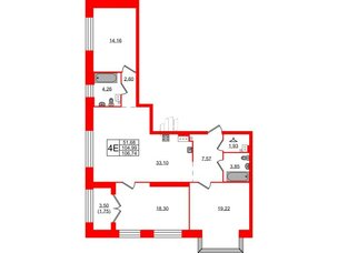 Квартира в ЖК Наука, 3 комнатная, 106.74 м², 4 этаж