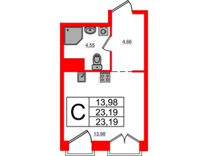 Апартаменты в ЖК iD Polytech, студия, 23.19 м², 5 этаж