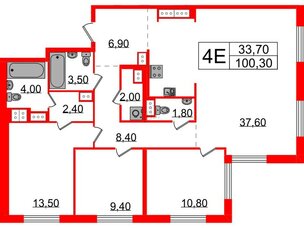 Квартира в ЖК Струны, 3 комнатная, 100.3 м², 23 этаж