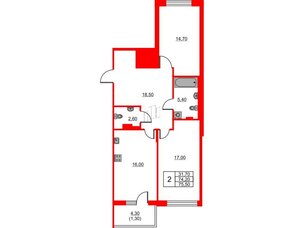 Квартира в ЖК Riviera club, 2 комнатная, 75.5 м², 4 этаж