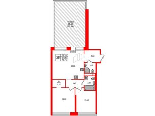 Квартира в ЖК AVANT, 2 комнатная, 78.75 м², 2 этаж