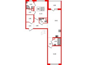 Квартира в ЖК ЛесArt, 2 комнатная, 68.78 м², 8 этаж