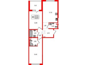 Квартира в ЖК ЛесArt, 2 комнатная, 64.73 м², 2 этаж