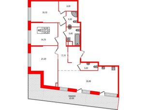 Квартира в ЖК ЛДМ, 3 комнатная, 124.2 м², 9 этаж