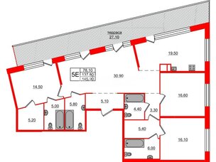 Квартира в ЖК ЛДМ, 4 комнатная, 145.9 м², 8 этаж
