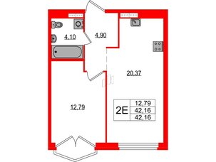 Квартира в ЖК Максималист, 1 комнатная, 42.16 м², 15 этаж