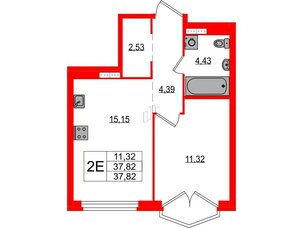 Квартира в ЖК Максималист, 1 комнатная, 37.82 м², 17 этаж