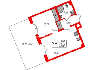 Квартира в ЖК «Пулково Lake», 1 комнатная, 40 м², 1 этаж