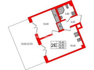 Квартира в ЖК «Пулково Lake», 1 комнатная, 39.5 м², 1 этаж