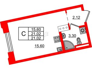 Квартира в ЖК Цивилизация на Неве, студия, 21.02 м², 3 этаж