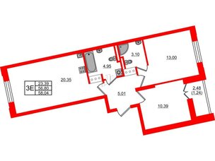 Квартира в ЖК Цивилизация на Неве, 2 комнатная, 58.04 м², 6 этаж