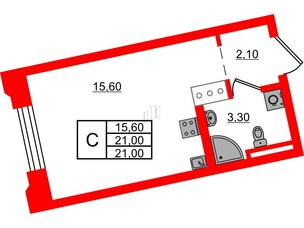 Квартира в ЖК Цивилизация на Неве, студия, 21 м², 4 этаж