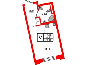 Квартира в ЖК Цивилизация на Неве, студия, 21.72 м², 4 этаж