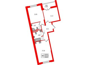 Квартира в ЖК Цивилизация на Неве, 2 комнатная, 58.86 м², 8 этаж