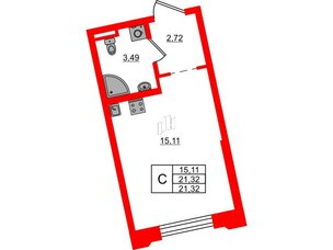 Квартира в ЖК Цивилизация на Неве, студия, 21.32 м², 2 этаж