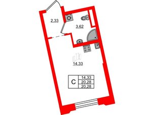 Квартира в ЖК Цивилизация на Неве, студия, 20.28 м², 2 этаж