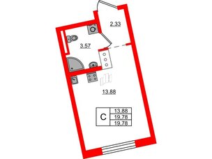 Квартира в ЖК Цивилизация на Неве, студия, 19.78 м², 3 этаж