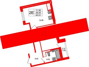 Квартира в ЖК Цивилизация на Неве, 1 комнатная, 40.51 м², 10 этаж