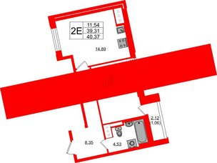 Квартира в ЖК Цивилизация на Неве, 1 комнатная, 40.37 м², 12 этаж