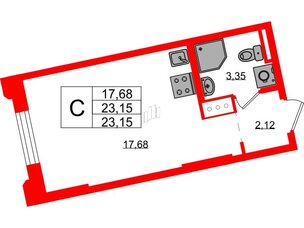 Квартира в ЖК Цивилизация на Неве, студия, 23.15 м², 3 этаж