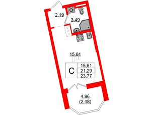 Квартира в ЖК Цивилизация на Неве, студия, 23.77 м², 6 этаж