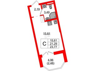 Квартира в ЖК Цивилизация на Неве, студия, 23.77 м², 8 этаж