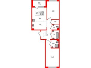 Квартира в ЖК «ЛесART», 2 комнатная, 58.48 м², 2 этаж