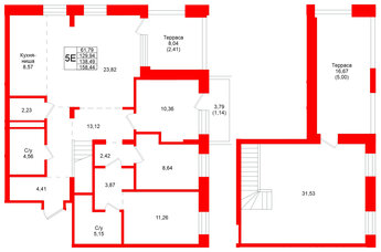 Квартира в ЖК Северный ветер, 4 комнатная, 158.44 м², 8 этаж