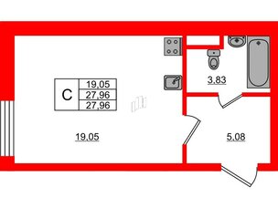 Квартира в ЖК Sertolovo Park, студия, 27.96 м², 1 этаж