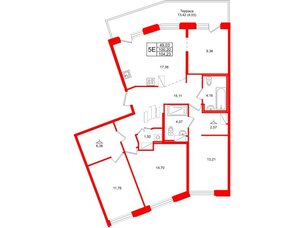 Квартира в ЖК ID Петроградская, 4 комнатная, 104.23 м², 6 этаж