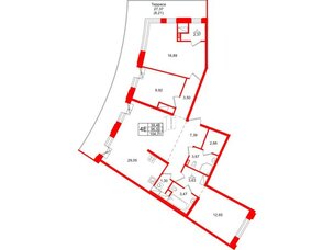 Квартира в ЖК ID Петроградская, 3 комнатная, 104.71 м², 6 этаж