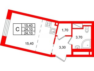 Квартира в ЖК Большая Охта, студия, 24.1 м², 4 этаж