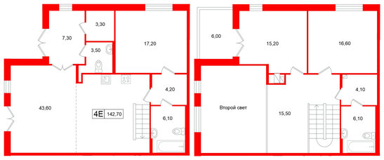 Апартаменты в ЖК Репин, 3 комнатные, 142.7 м², 1 этаж