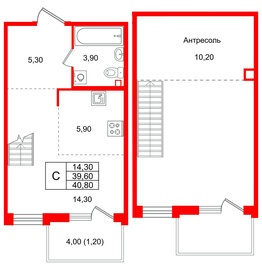 Квартира в ЖК Лисино, студия, 43.6 м², 4 этаж