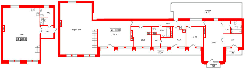 Квартира в ЖК Коллекционер, 5 комнатная, 222 м², 6 этаж