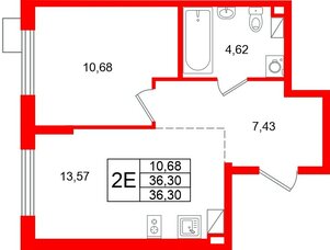 Квартира в ЖК А101 Лаголово, 1 комнатная, 36.3 м², 11 этаж