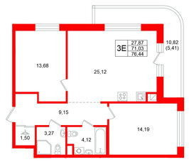 Квартира в ЖК Энфилд, 2 комнатная, 76.44 м², 5 этаж
