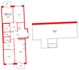 Квартира в ЖК Цвет Зеленогорска, 3 комнатная, 105.7 м², 4 этаж