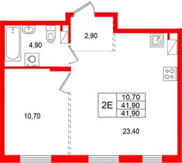 Квартира в ЖК «А101 Всеволожск», 1 комнатная, 41.9 м², 4 этаж