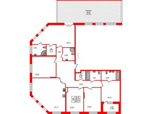 Квартира в ЖК Петровская доминанта, 5 комнатная, 204.1 м², 2 этаж