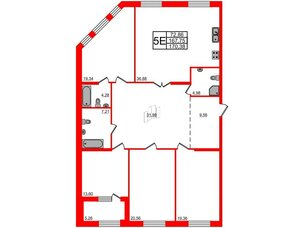 Квартира в ЖК Петровская доминанта, 4 комнатная, 172.6 м², 2 этаж