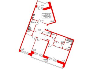 Квартира в ЖК Ariosto!, 3 комнатная, 117.23 м², 12 этаж