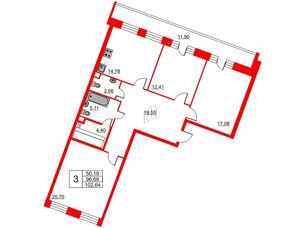 Квартира в ЖК Ariosto!, 3 комнатная, 102.64 м², 4 этаж