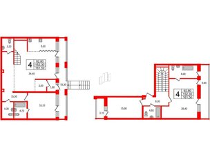 Квартира в ЖК Эталон на Неве, 4 комнатная, 160.5 м², 1 этаж