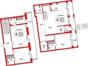 Квартира в ЖК Эталон на Неве, 4 комнатная, 163 м², 1 этаж
