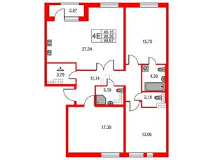 Квартира в ЖК 'Терра', 3 комнатная, 100.2 м², 11 этаж